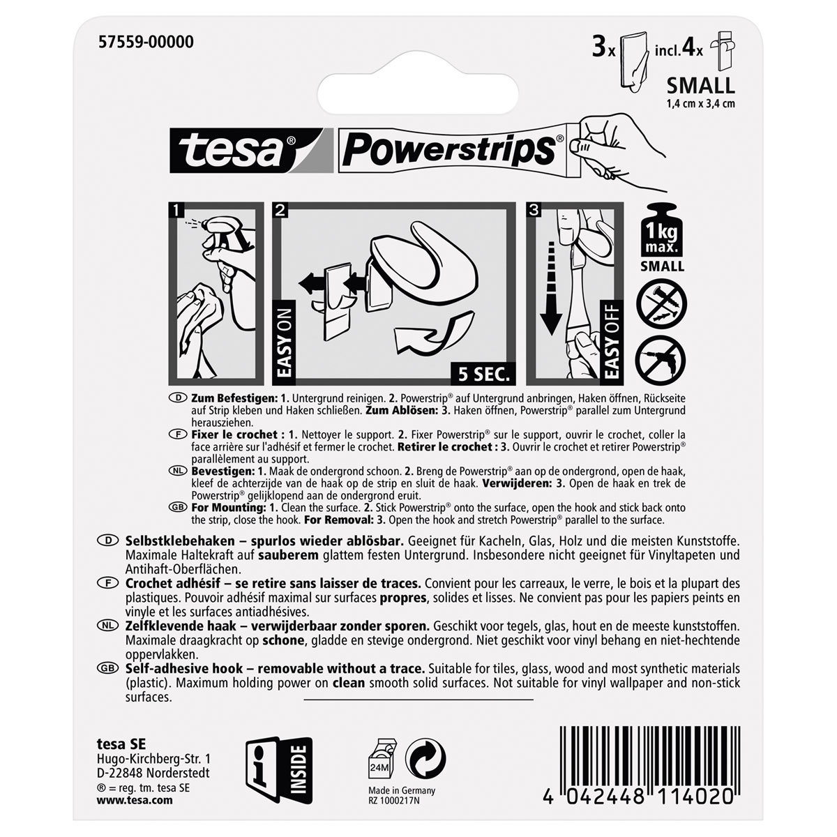 Tesa KlebehakenPowerstrips Small Trend weiß Bild 3