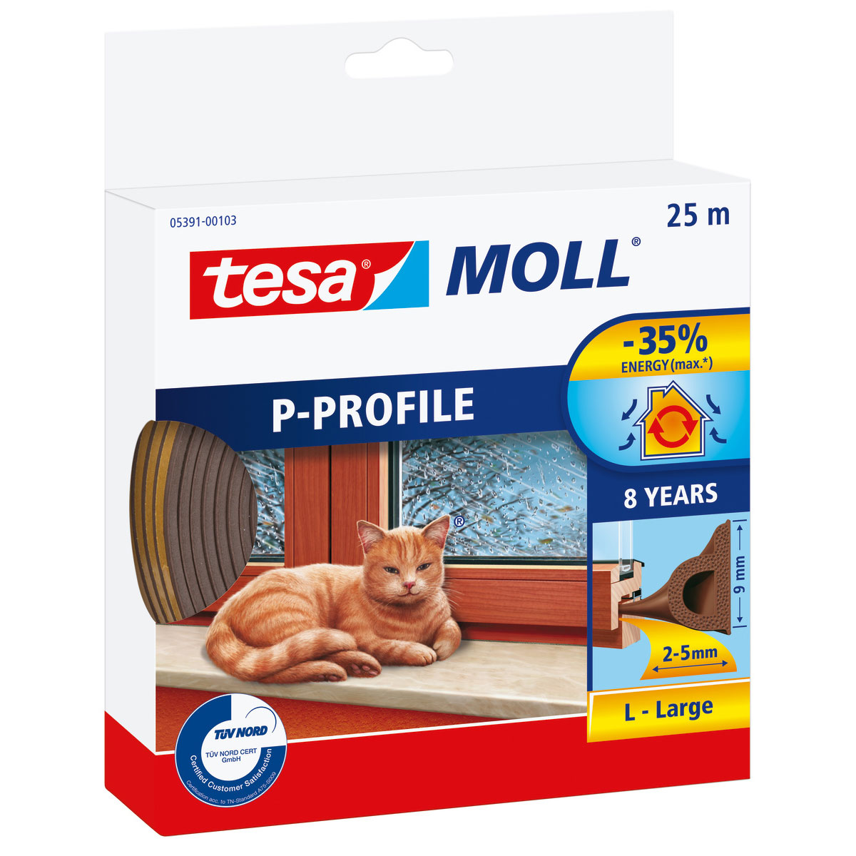Tesa Isolierband P-Profil classic 25 m x 9 mm braun