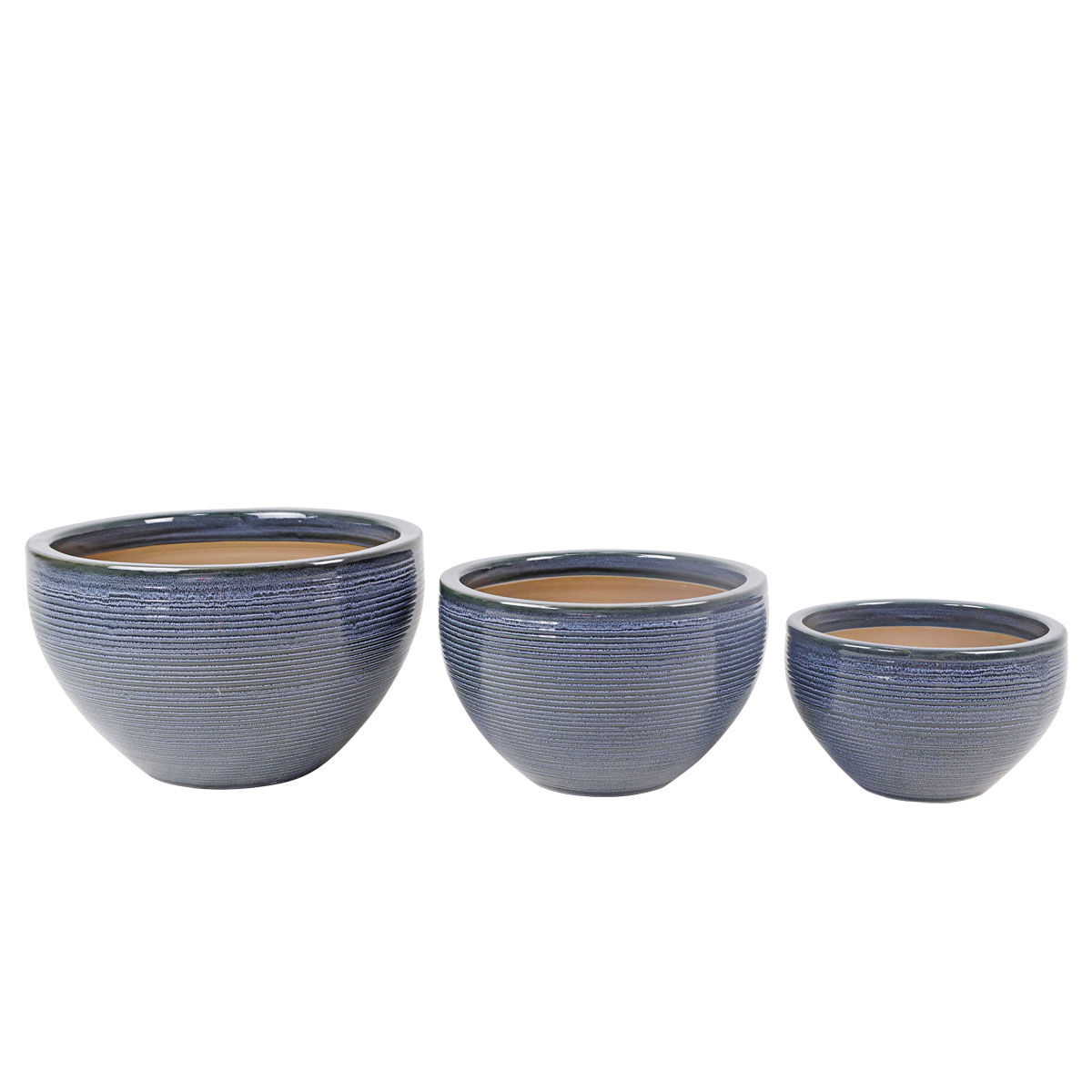 Haveson Pflanzschale Feine Rille 35 x 22 cm grauglasiert Bild 2