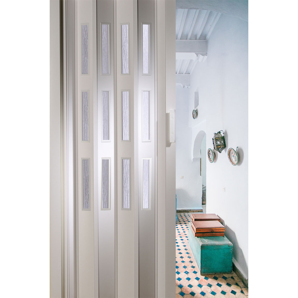 FORTE Kunststoff-Falttür Luciana B 88,5 x H 202 cm weiß 3 Fenster Bild 4