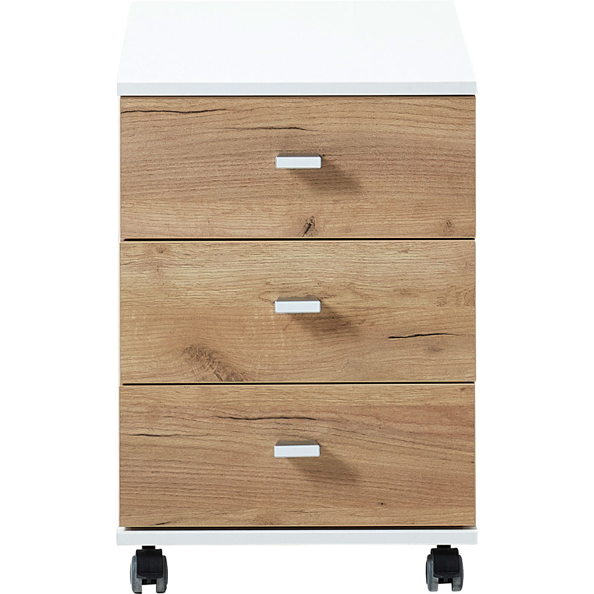 Rollcontainer Sort mit 3 Schubkästen 40 x 57 x 49 cm weiß/Navarra-Eiche-Nachbildung Bild 1