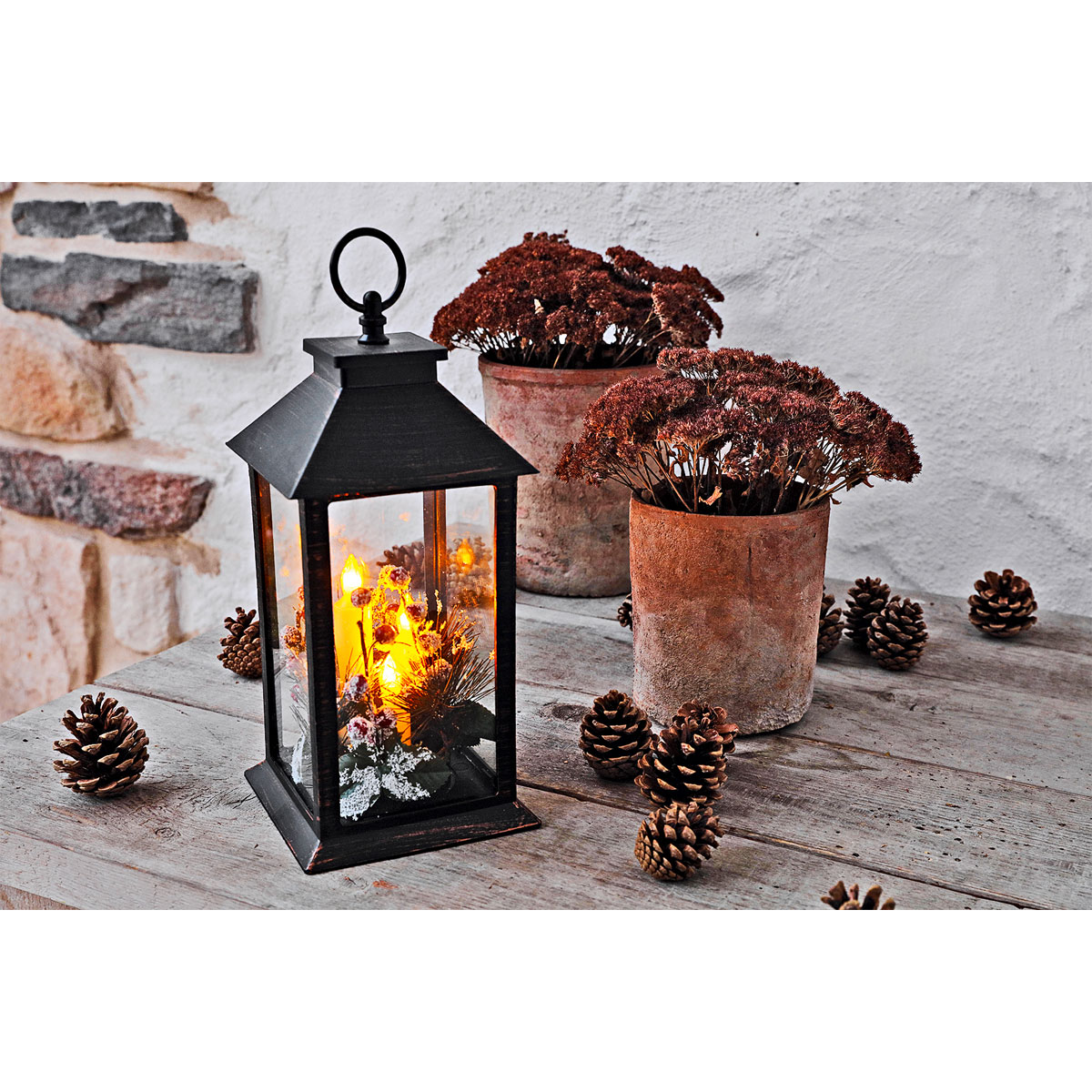 LED-Laterne Clara 14 x 14 x 30 cm schwarz-kupfer Bild 4