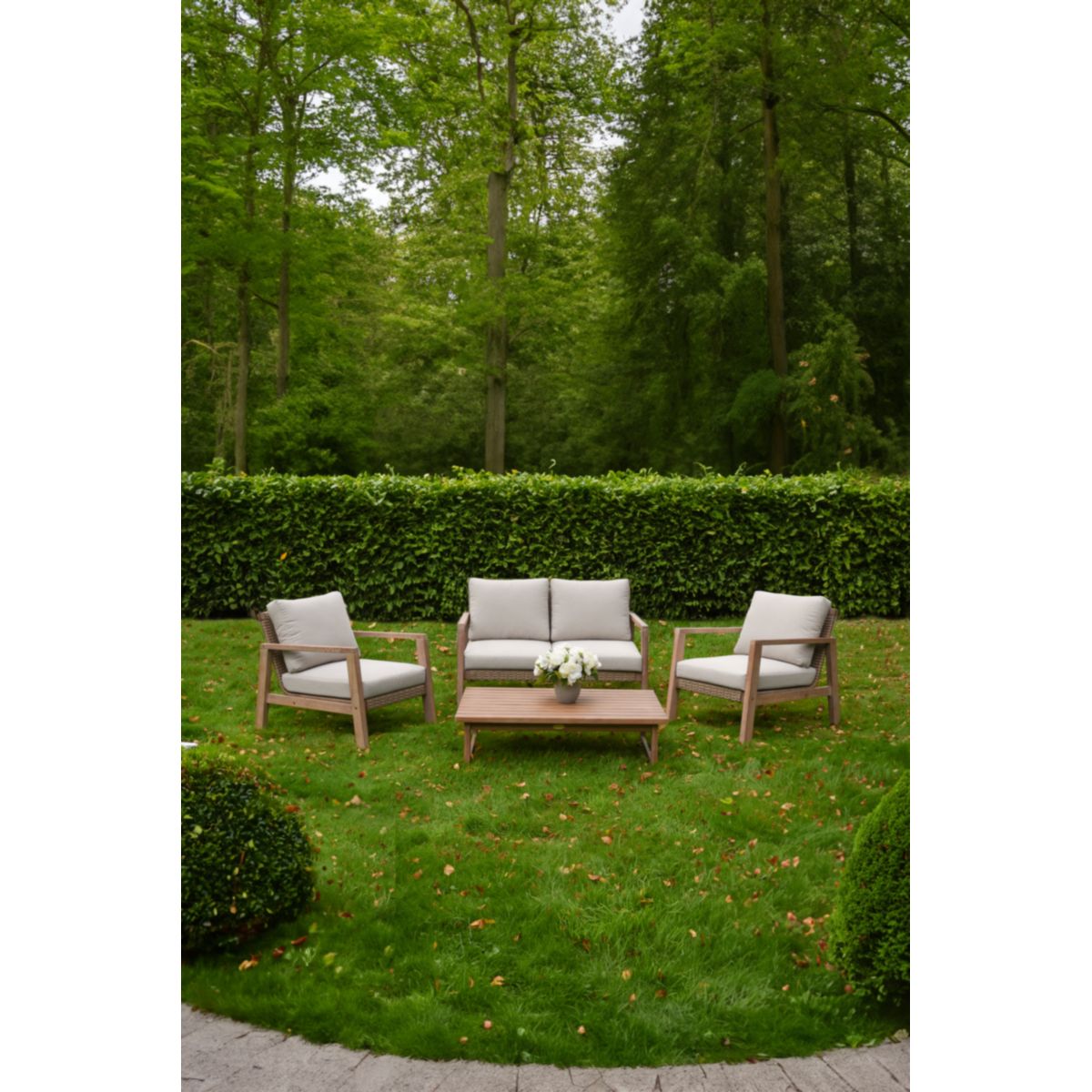 Garden Pleasure Lounge-Set SAN MATEO, 4-teilig, Eukalyptus,Geflecht,Polyester100% Bild 9