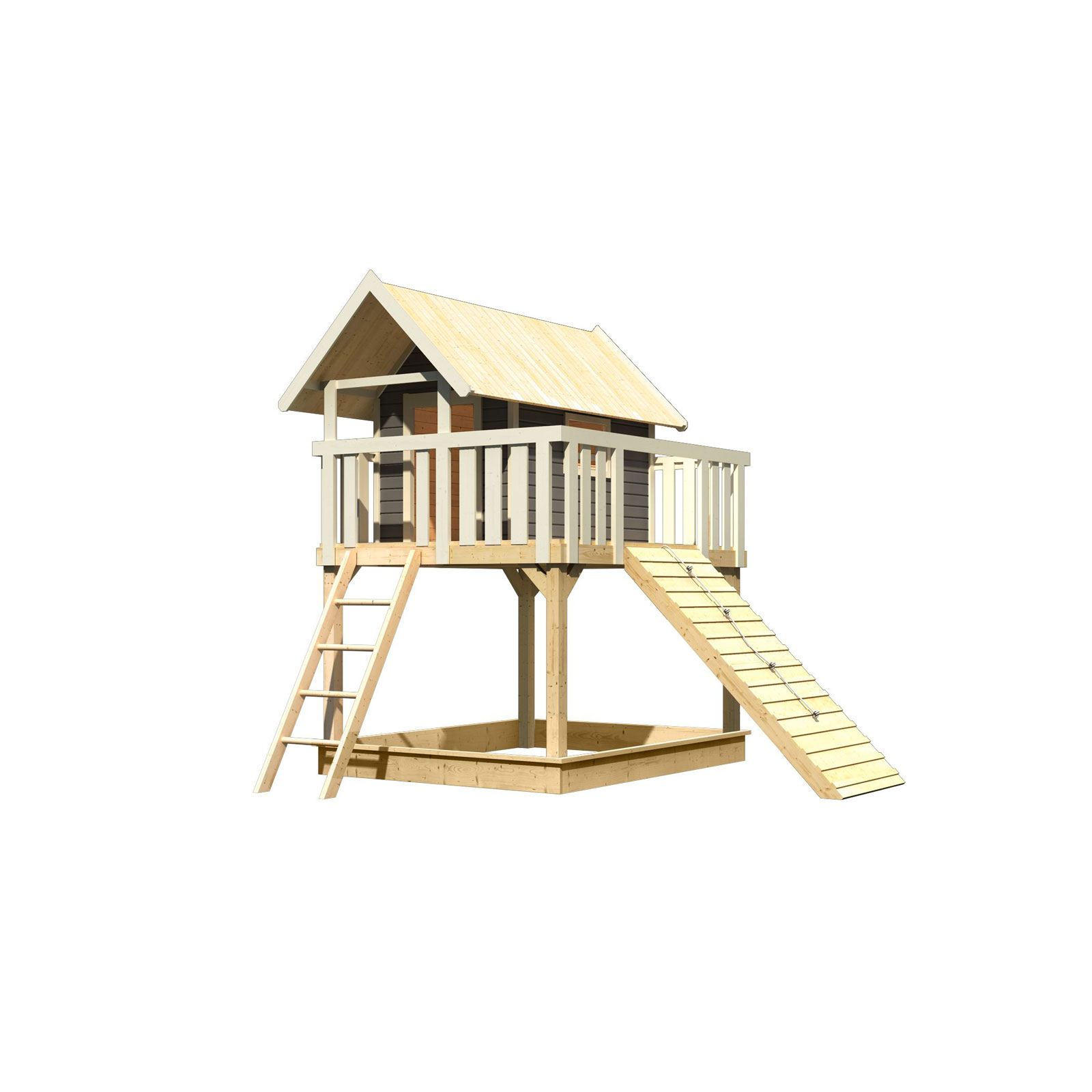 Karibu Fidel und Holzrampe terragrau ohne Rutsche Bild 4