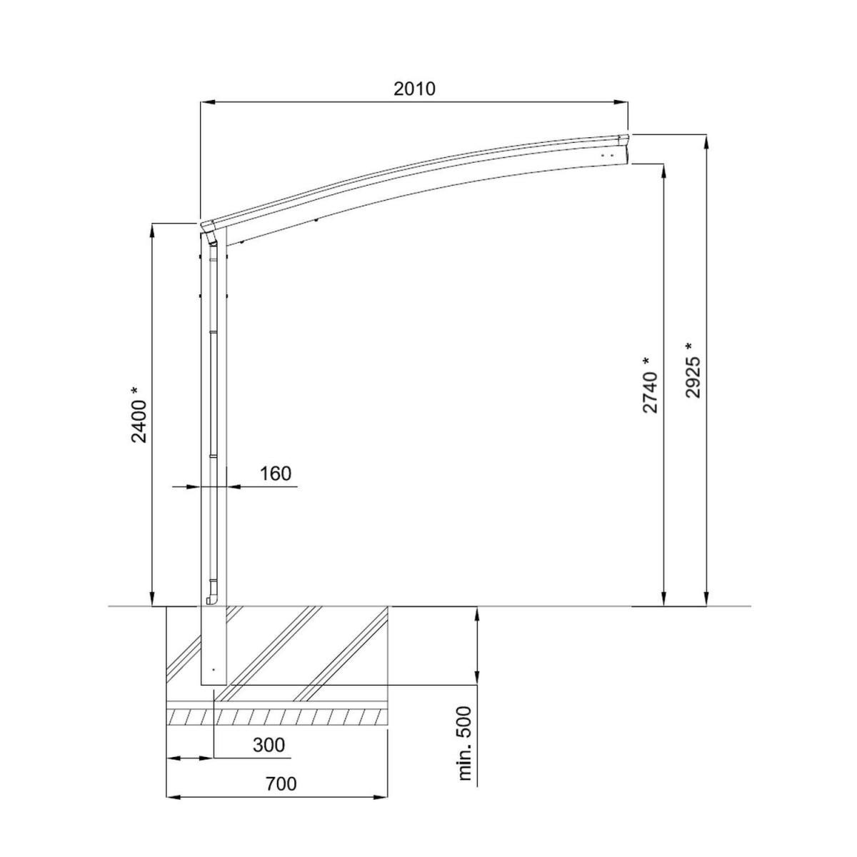 Ximax Carport Alu Portoforte 60 Mini LxB 2538 x 2010 mm Edelstahl-Look Bild 2