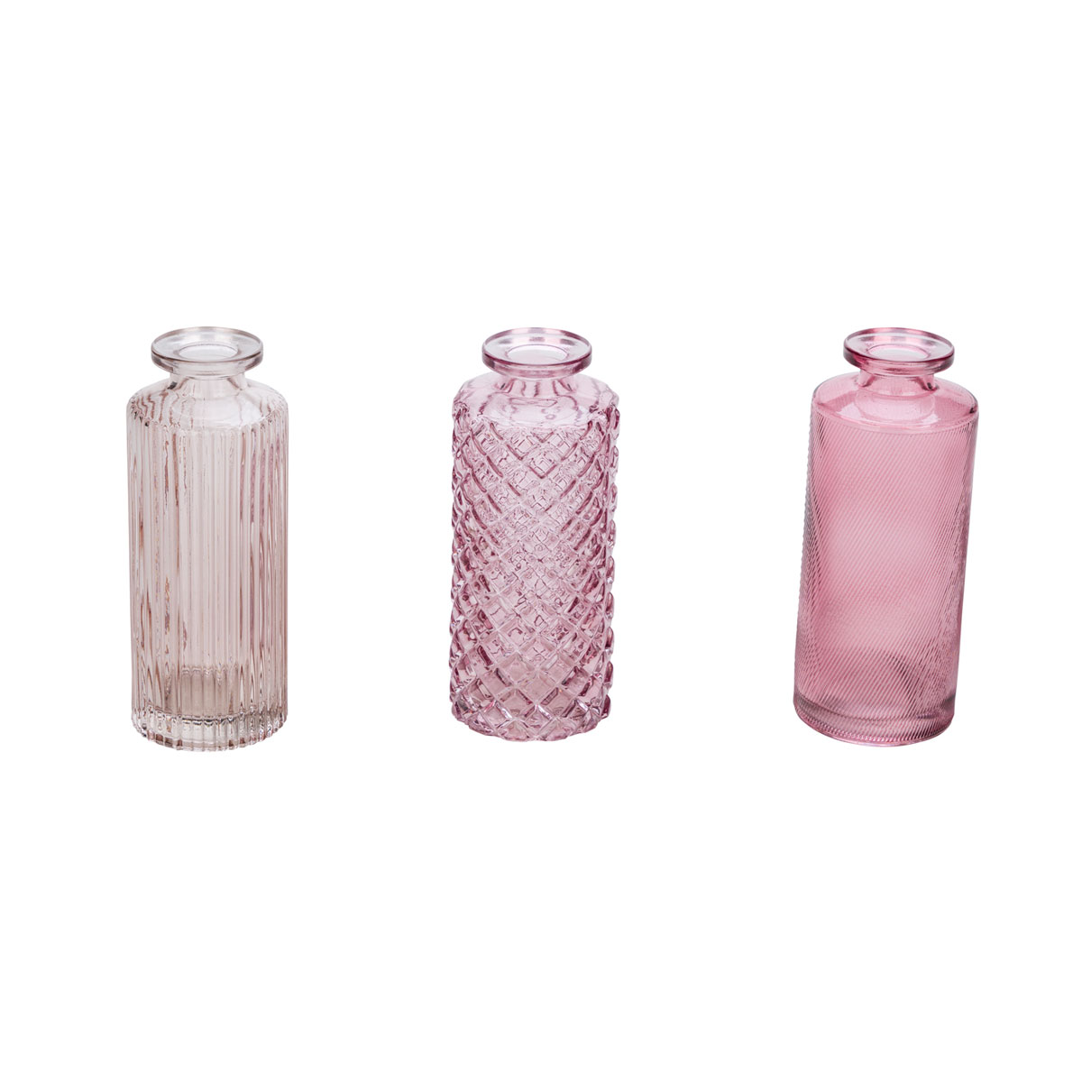 Kunstgewerbe Gehlmann Glasvase rosa 3 Designs 5 x 5 x 13 cm