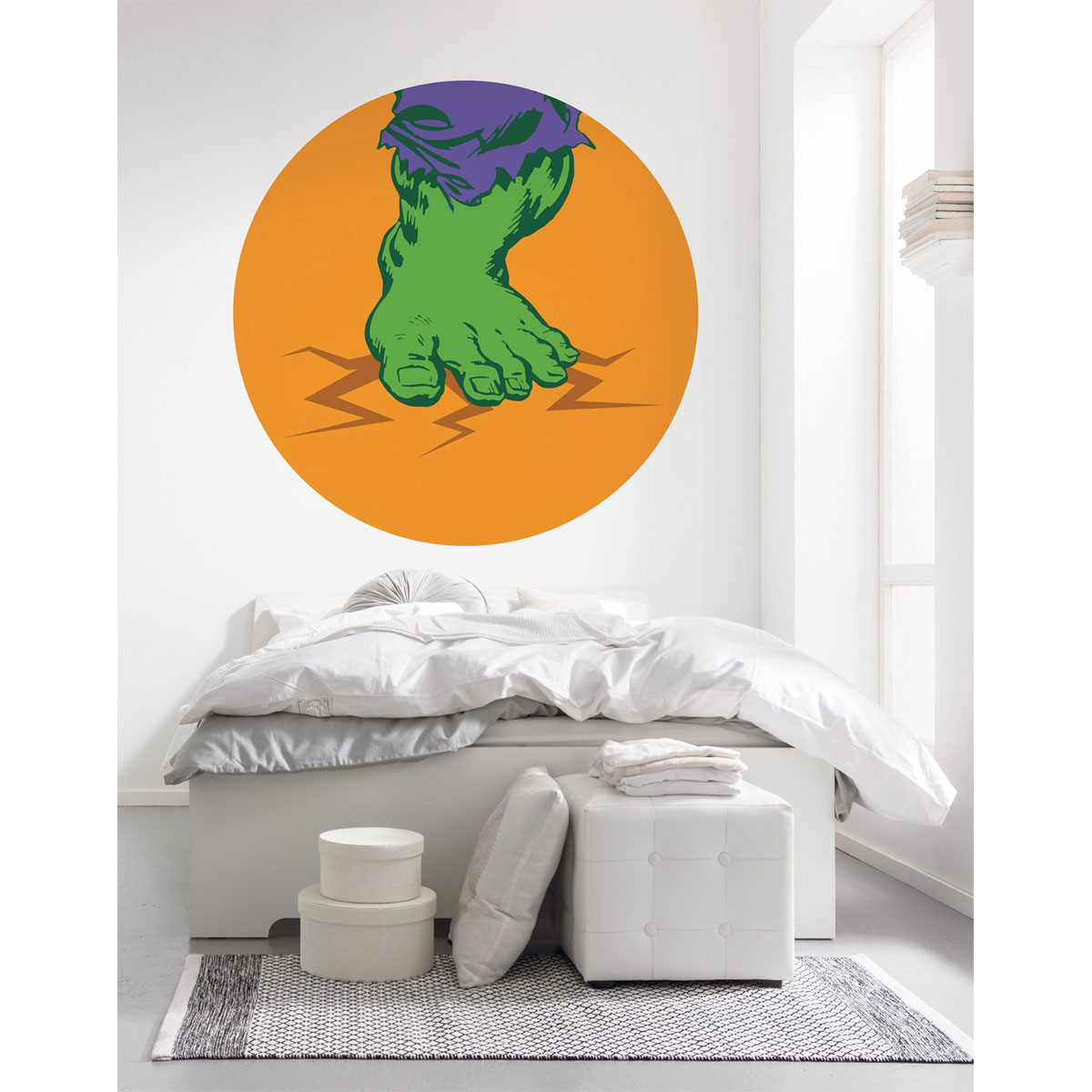 Komar  Selbstklebende Vlies Fototapete rund Avengers Hulk's Foot Pop Art Durchmesser 125 cm
