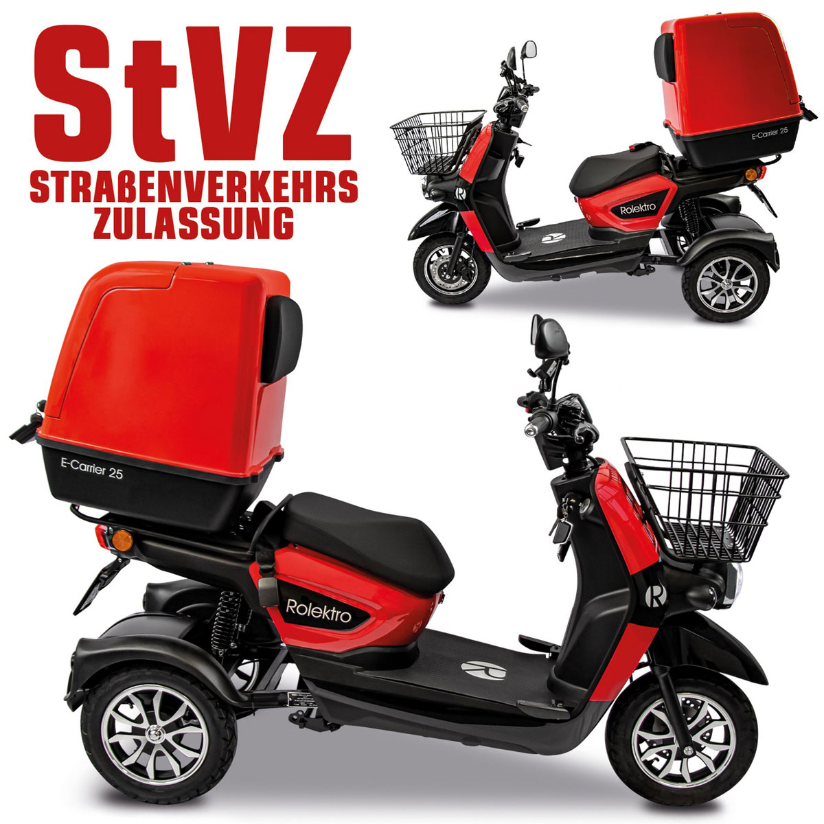 Rolektro E-Carrier „25 V.3“ Rot, mit Koffer Bild 4