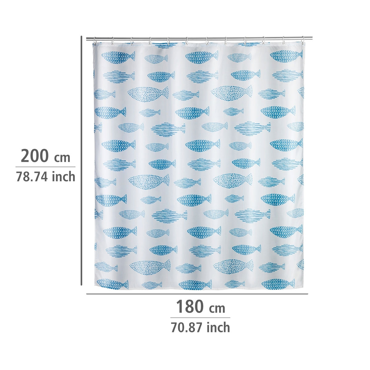 Wenko  Anti-Schimmel Duschvorhang Aquamarin Textil Polyester 180 x 200 cm waschbar Bild 6