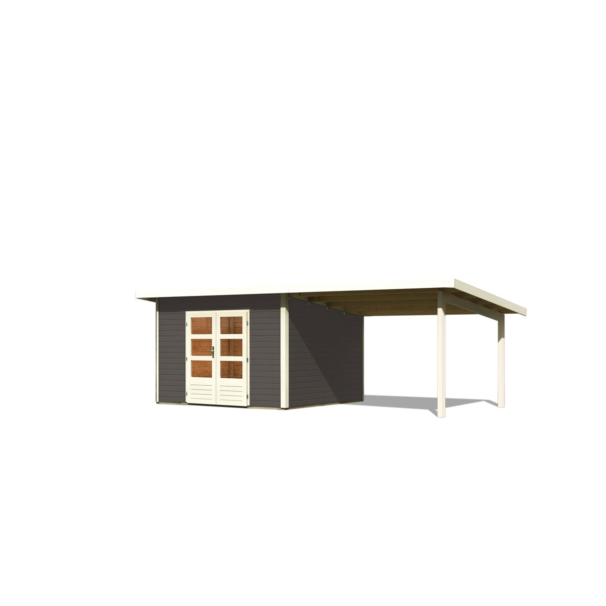 Karibu  Gartenhaus Northeim 3 terragrau 40 mm mit Anbaudach Bild 3