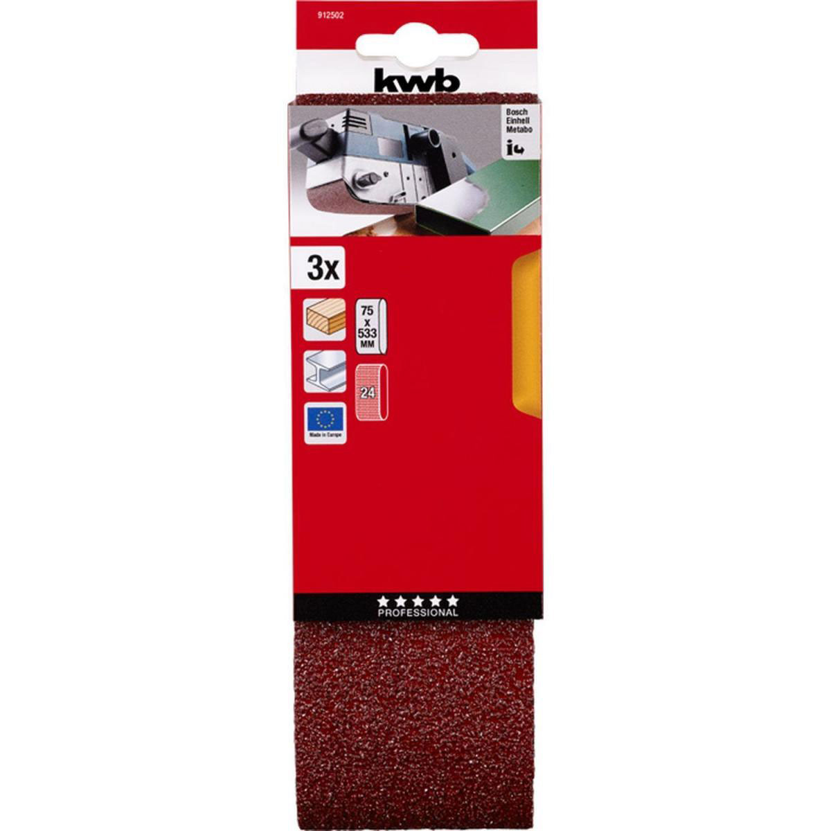 kwb  Schleifbänder Holz und Metall 75 x 533 mm K24 Bild 2
