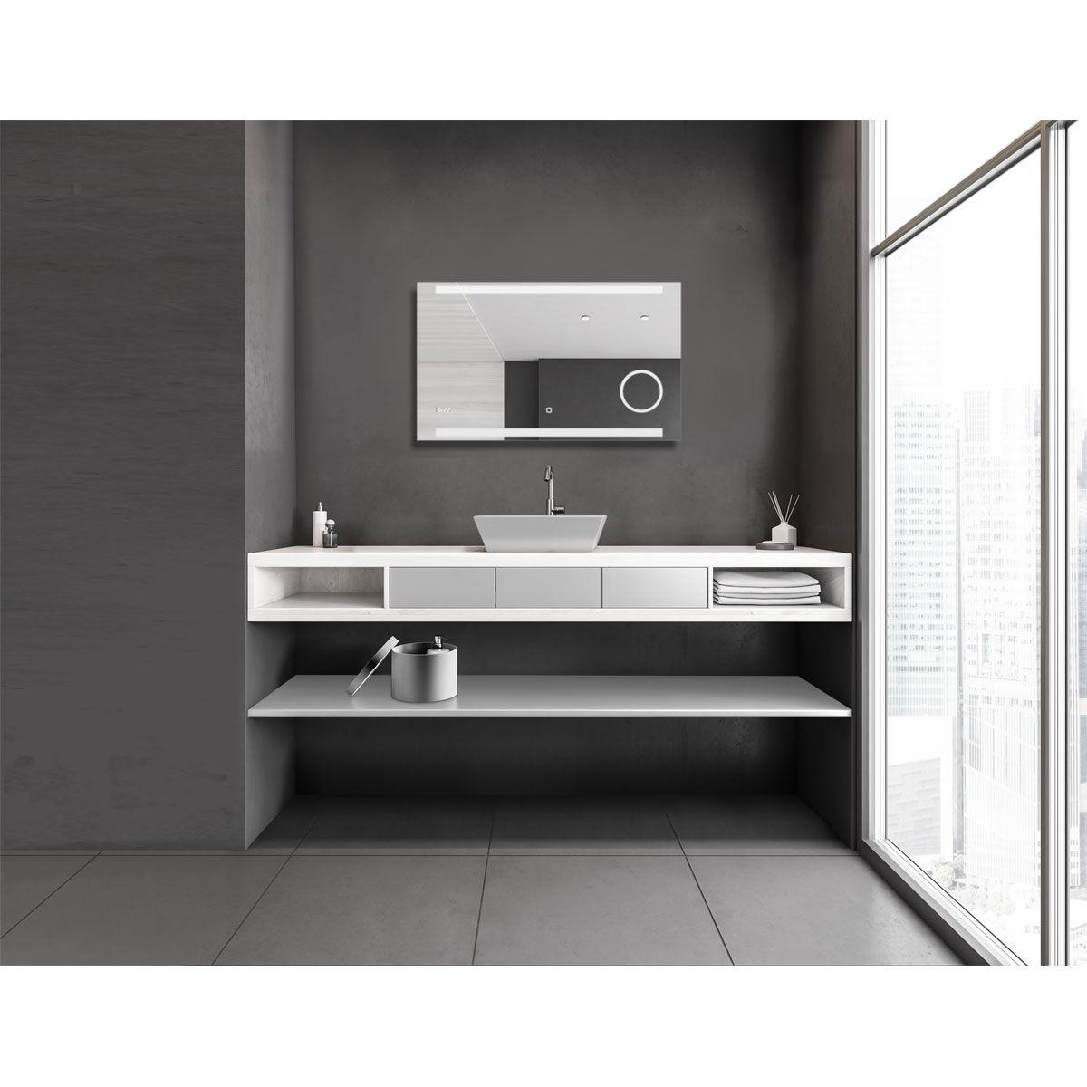 DSK  Design LED Lichtspiegel Silver Rey 100 x 60 cm Bild 4