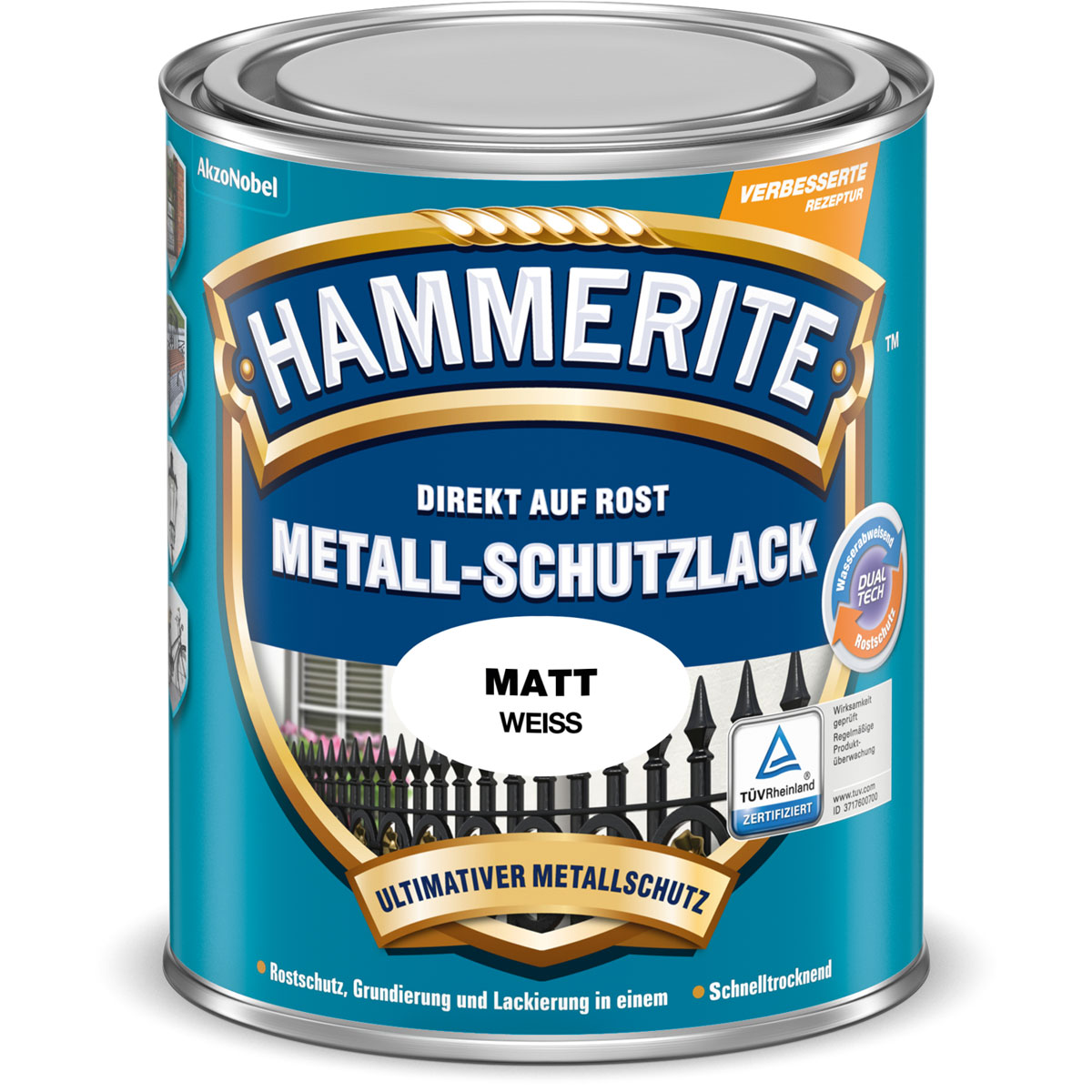 Hammerite Metallschutzlack weiß matt 750 ml Bild 1