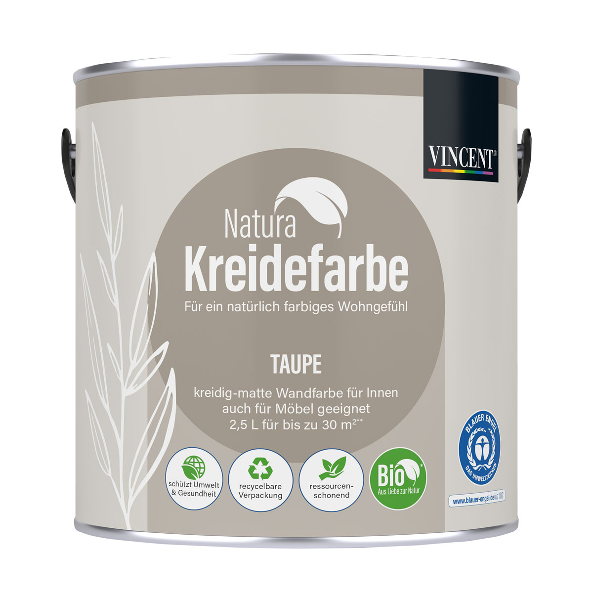 Vincent  Natura Kreidefarbe Taupe matt 2,5 L
