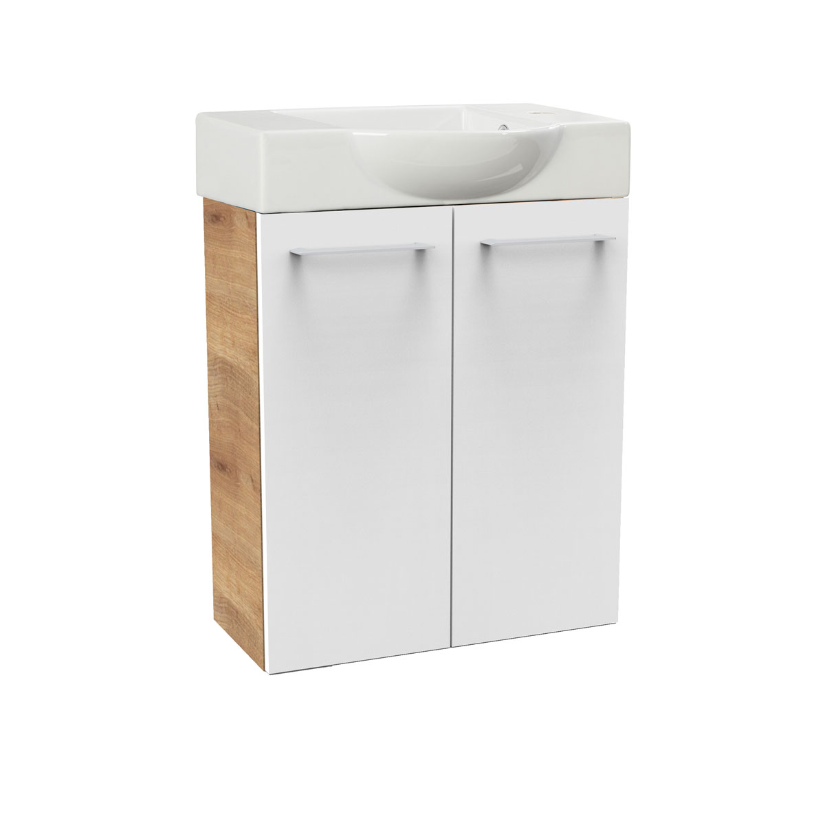 Fackelmann  Gäste-WC Waschtischunterschrank SBC 520 x 600 x 243 mm AstEiche/Weiß Bild 3