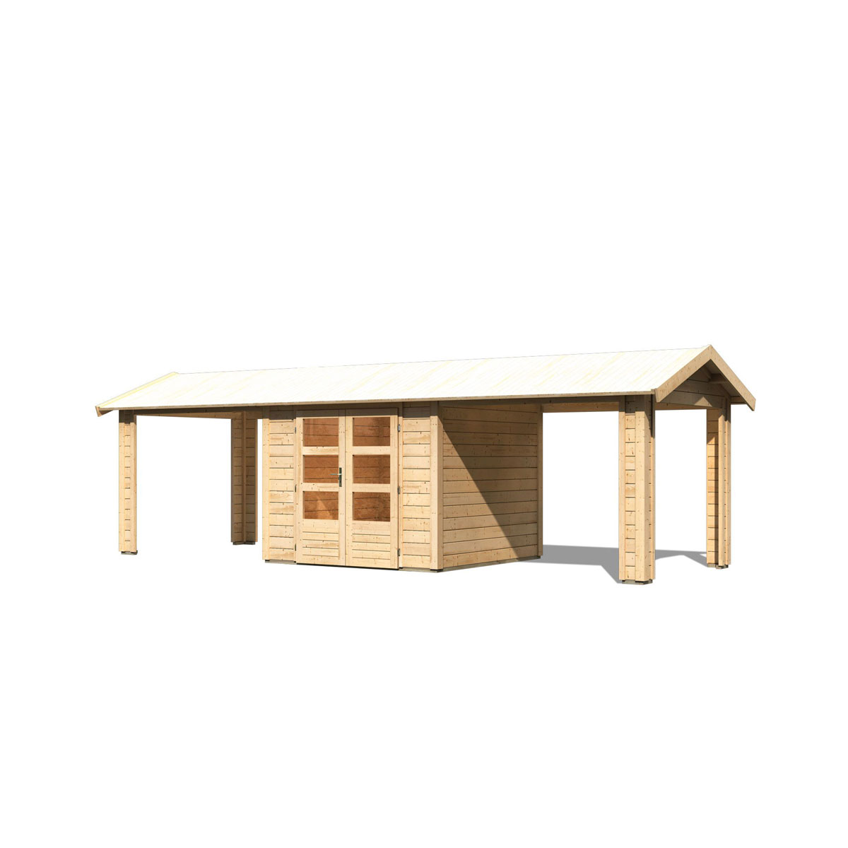 Karibu  Blockbohlenhaus Theres 3 naturbelassen mit 2 Dachausbauelementen Bild 3