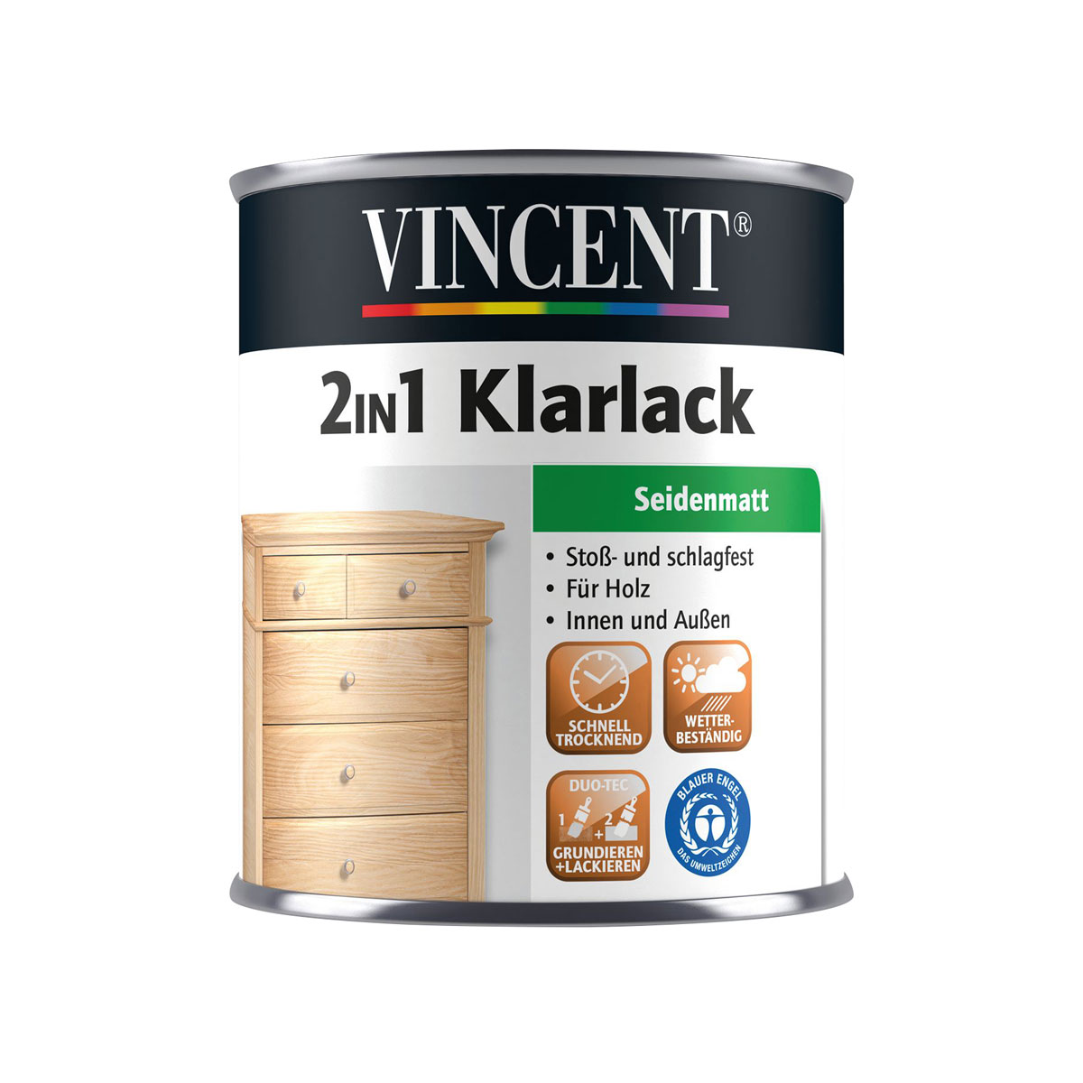 Vincent 2in1 Klarlack seidenmatt 750 ml
