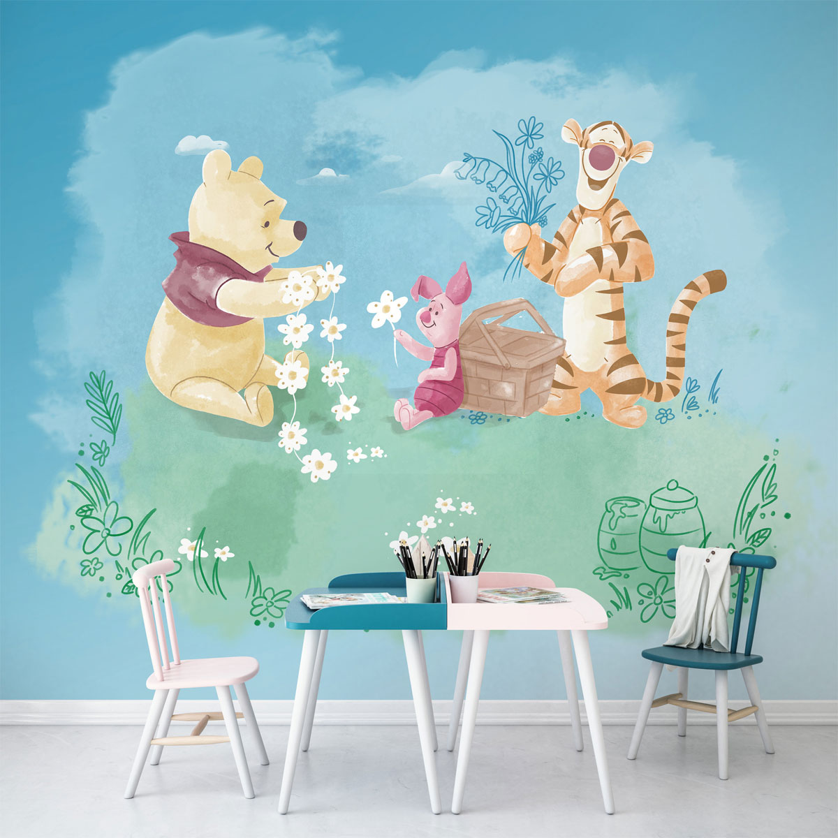 Komar  Vlies Fototapete Winnie the Pooh Picnic 300x280 cm