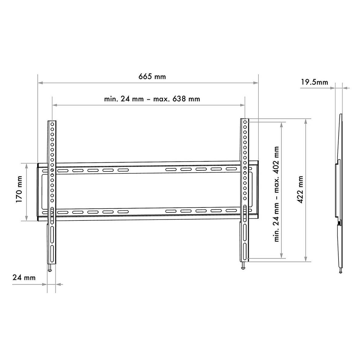 Schwaiger TV-Wandhalter Fixed 2 94 bis 203 cm schwarz Bild 5