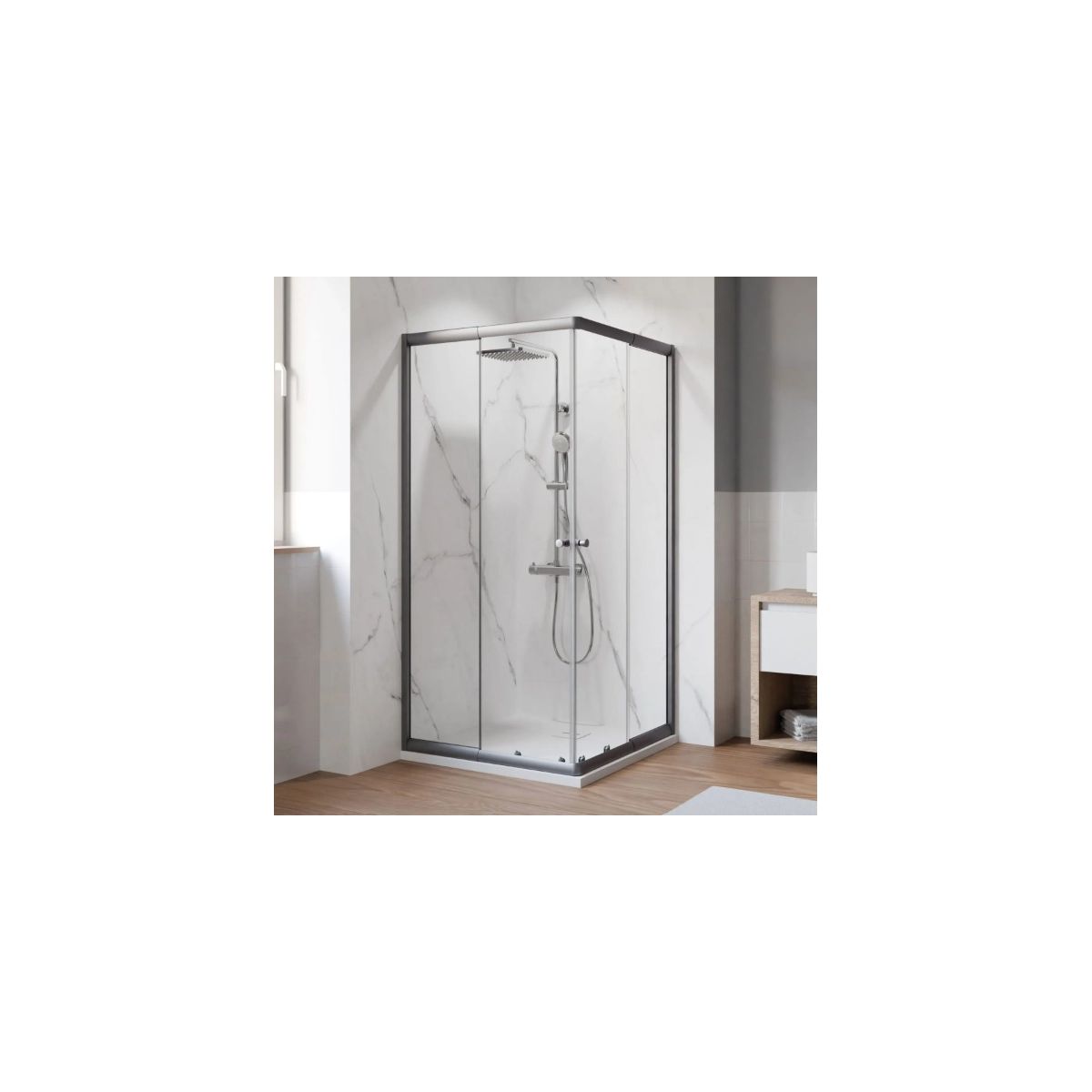 Breuer Ektos Eckeinstieg ST 4-teilig gunmetal 800-900x1800cm