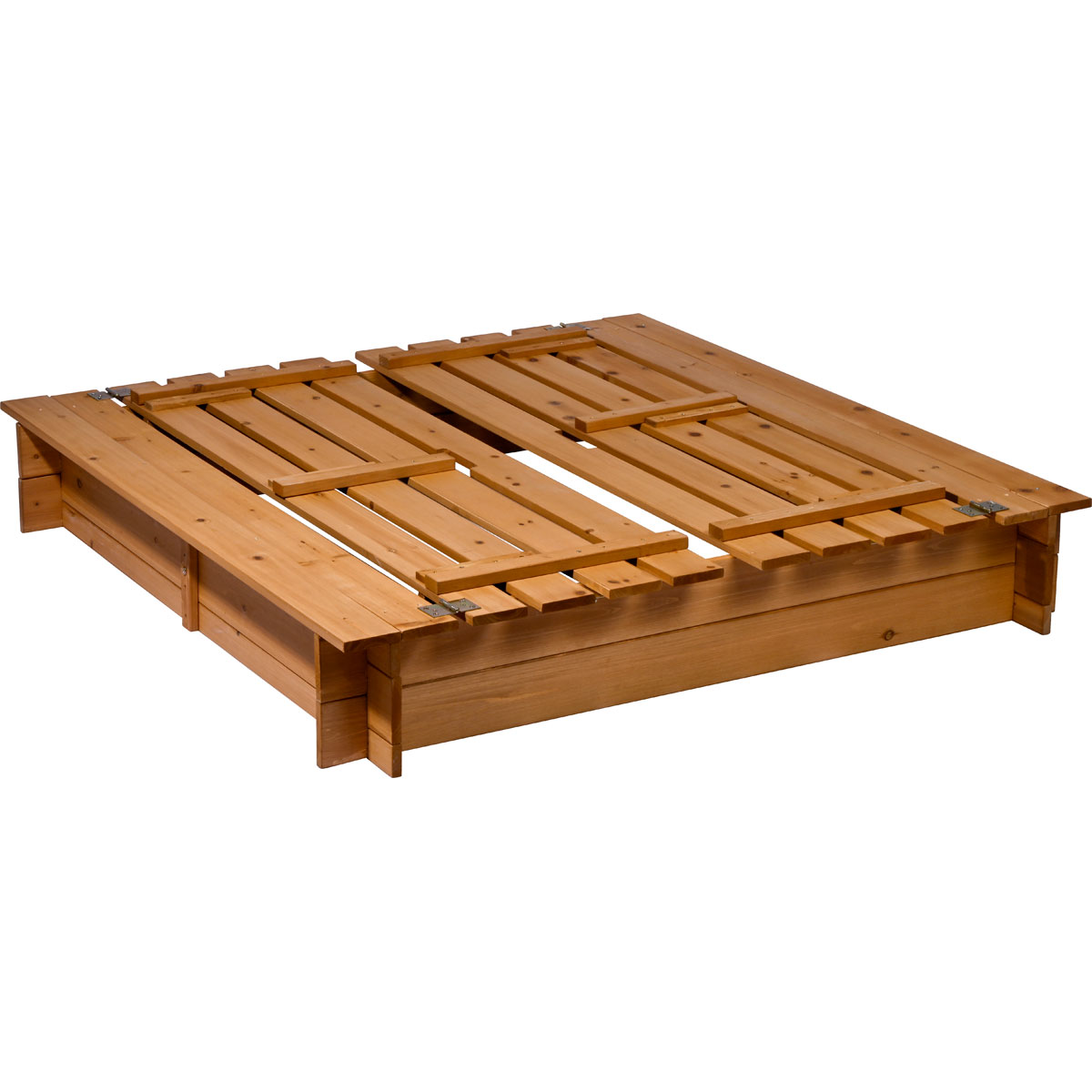 dobar Sandkasten mit Sitzbänken 118 x 118 x 21 cm braun Bild 2