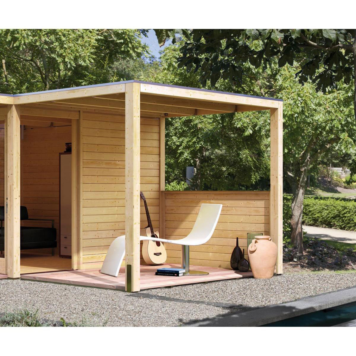 Karibu Anbaudach für Cuben holz