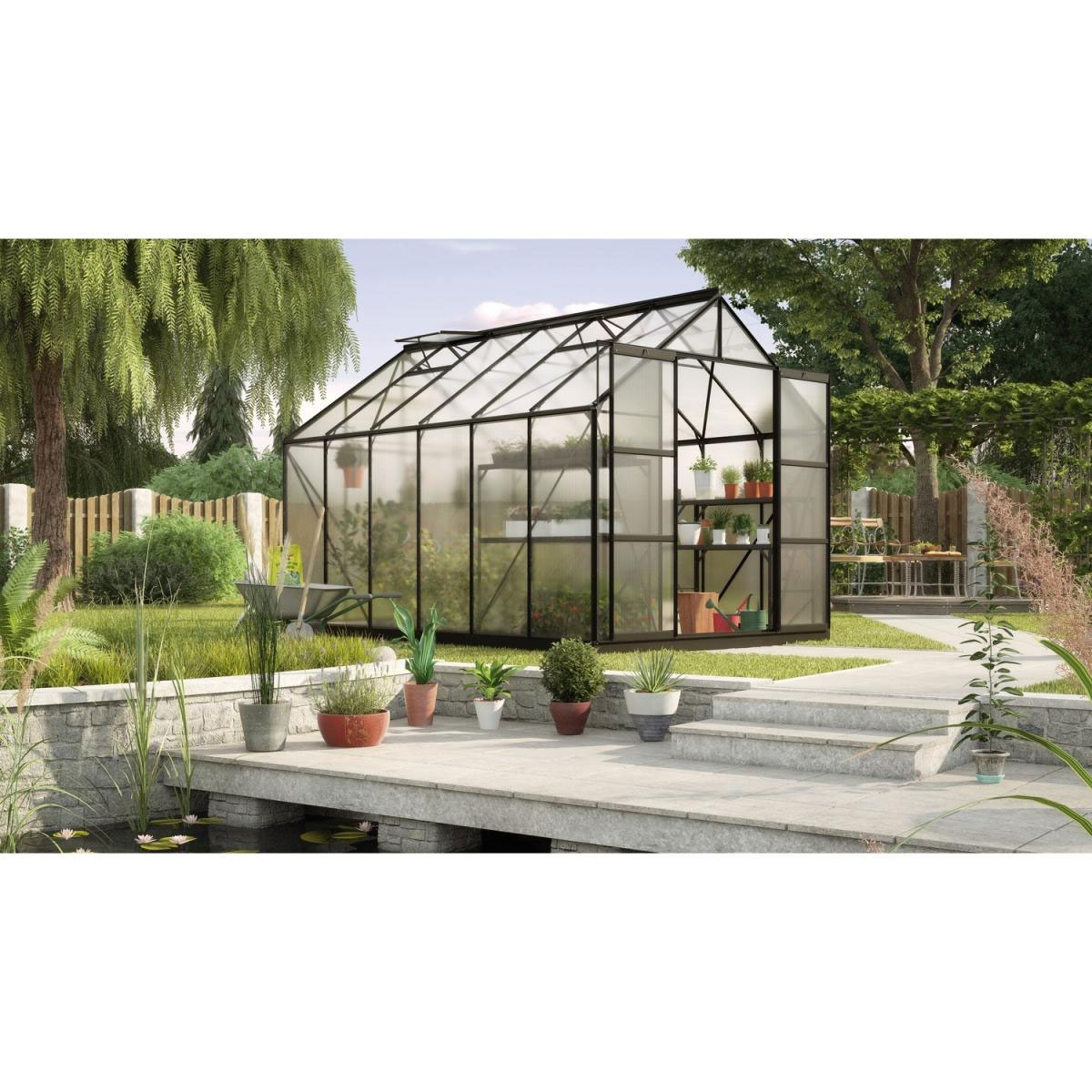 Vitavia Gewächshaus Uranus 9900 9,9m² 6 mm Hohlkammerplatte schwarz