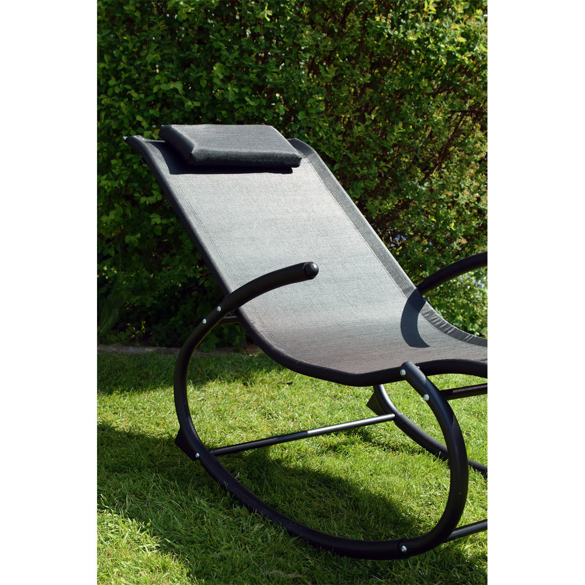Chillroi Schaukelgartenstuhl schwarz Gartenliege Liegestuhl Sonnenliege  Bild 3