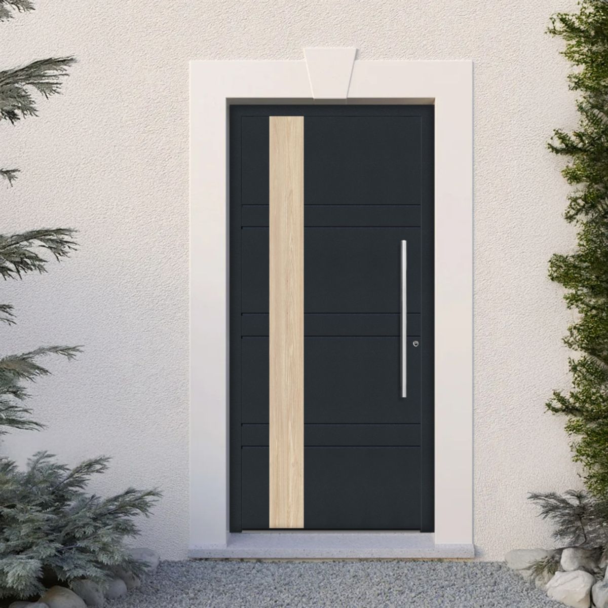 Schüco Aluminium Haustür 805 Monza Excellent 1100 x 2100 mm RAL9016/7016 DR