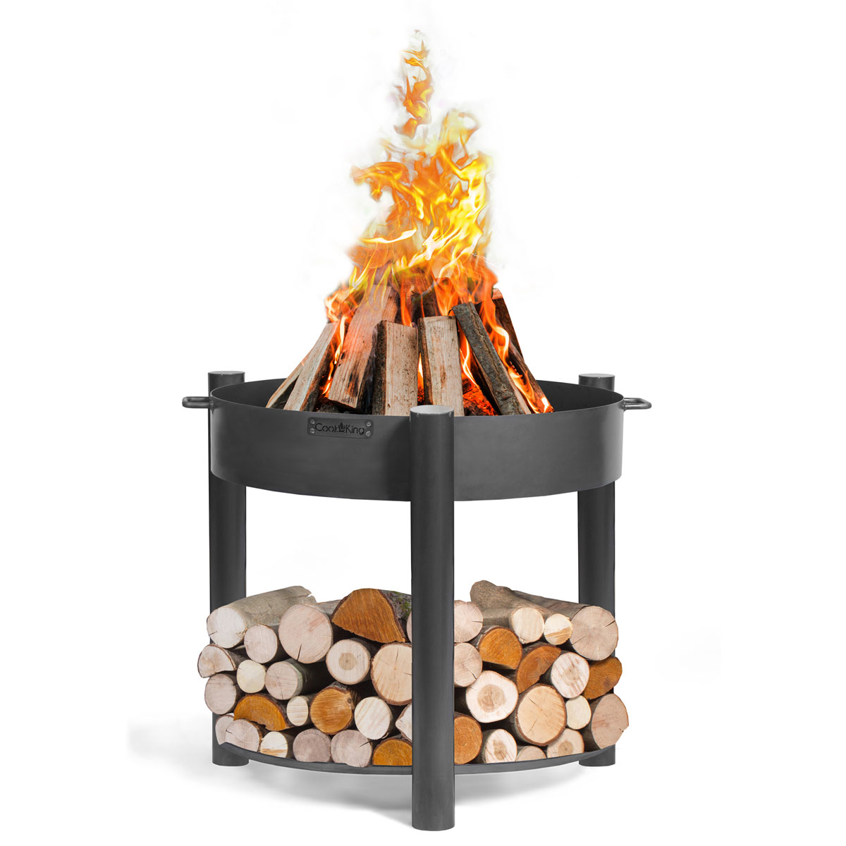 CookKing Feuerschale Montana 80 hoch inkl. Holzlager 88x80cm Schwarz