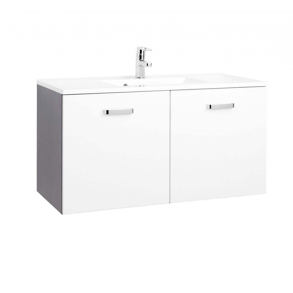HELD Waschtisch 100 graphitgrau-weiß Hochglanz 2 Türen