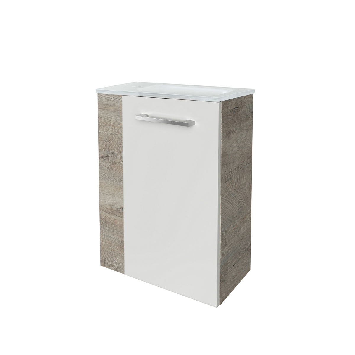 Fackelmann  Gäste-WC Waschtischunterschrank rechts SBC 440 x 600 x 243 mm NatureOak/Weiß Bild 4