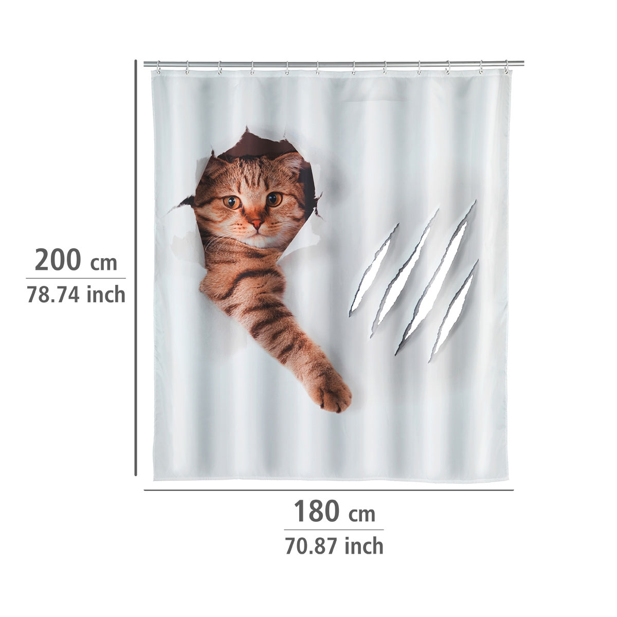 Wenko  Duschvorhang Cute Cat Textil Polyester 180 x 200 cm waschbar Bild 5