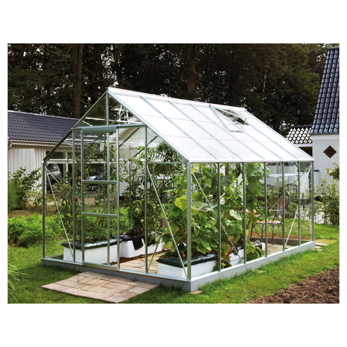 Vitavia Gewächshaus Merkur 9900 9,9m² 3 mm Einscheibensicherheitsglas silber