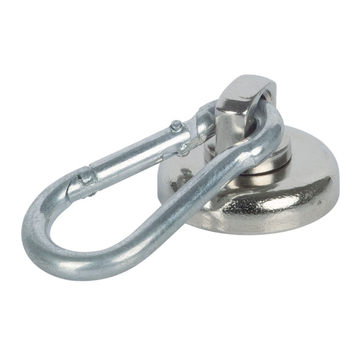 Suki Topfmagnet Neodym Ø 25 mm, mit Karabiner 40 x 20 mm, silber