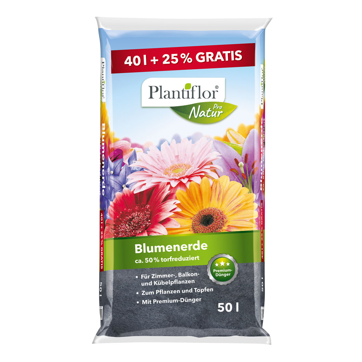 Plantiflor Blumenerde 40 l + 25 %
