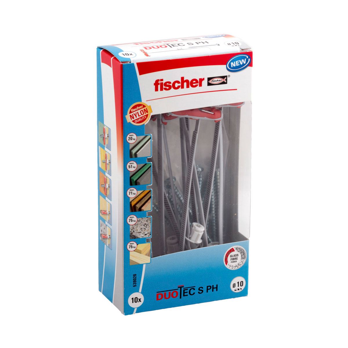 Fischer  Nylon-Kippdübel DuoTec 10 S mit Panhead Schraube 10 Stück Bild 1