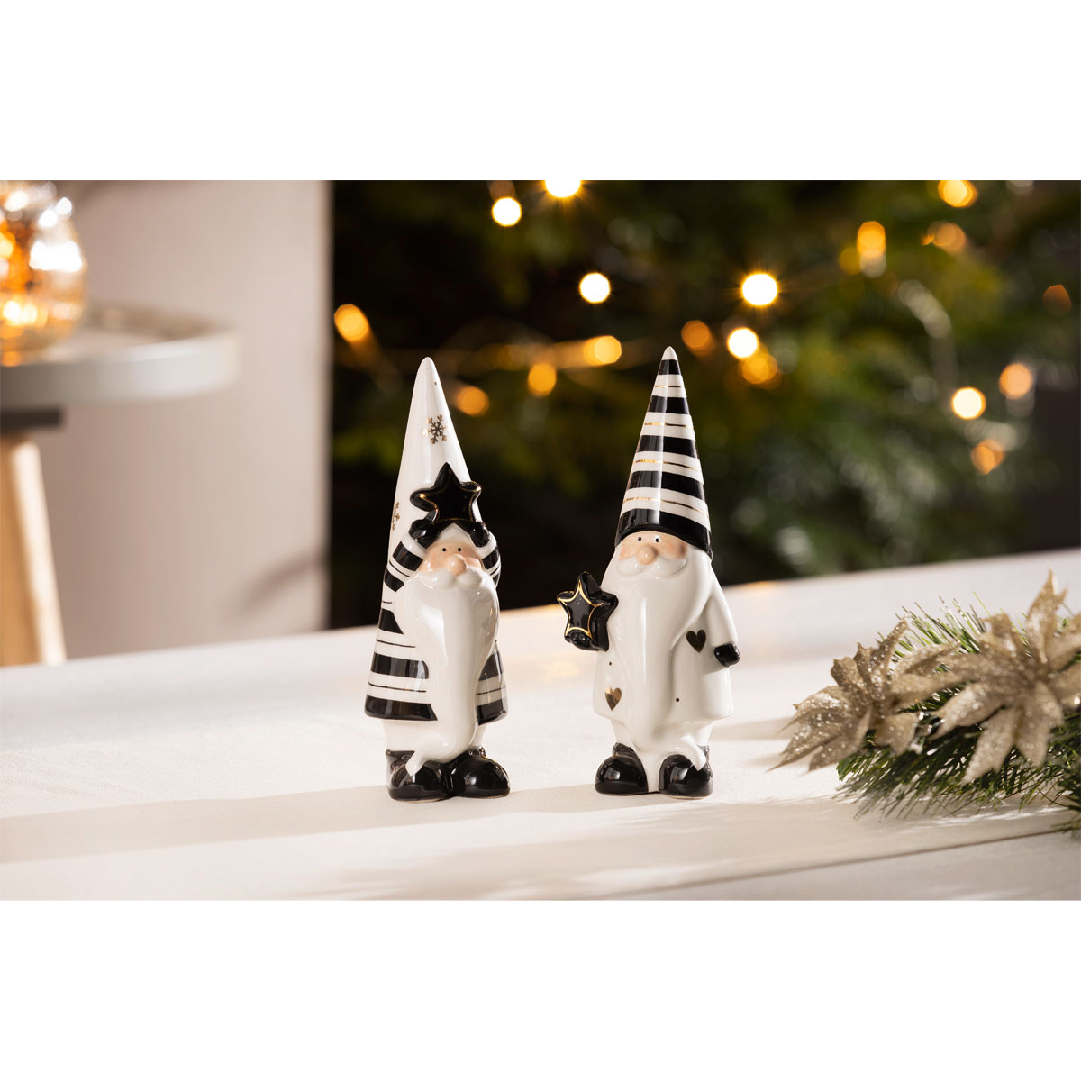 Weihnachtsmann weiß/schwarz 7,5 x 6 x 18 cm Bild 2