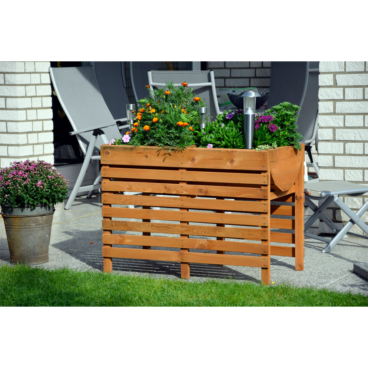 dobar Doppel-Hochbeet 100 x 71 x 50 cm braun Bild 5