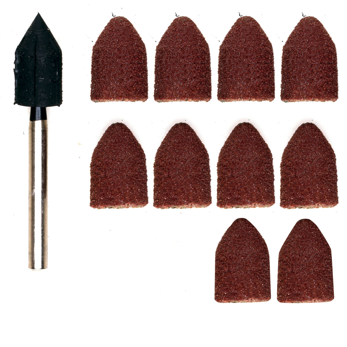 Proxxon Micromot Schleifkappen Durchmesser 9 mm je 5 Stück Korn 80 und 150 mit Träger