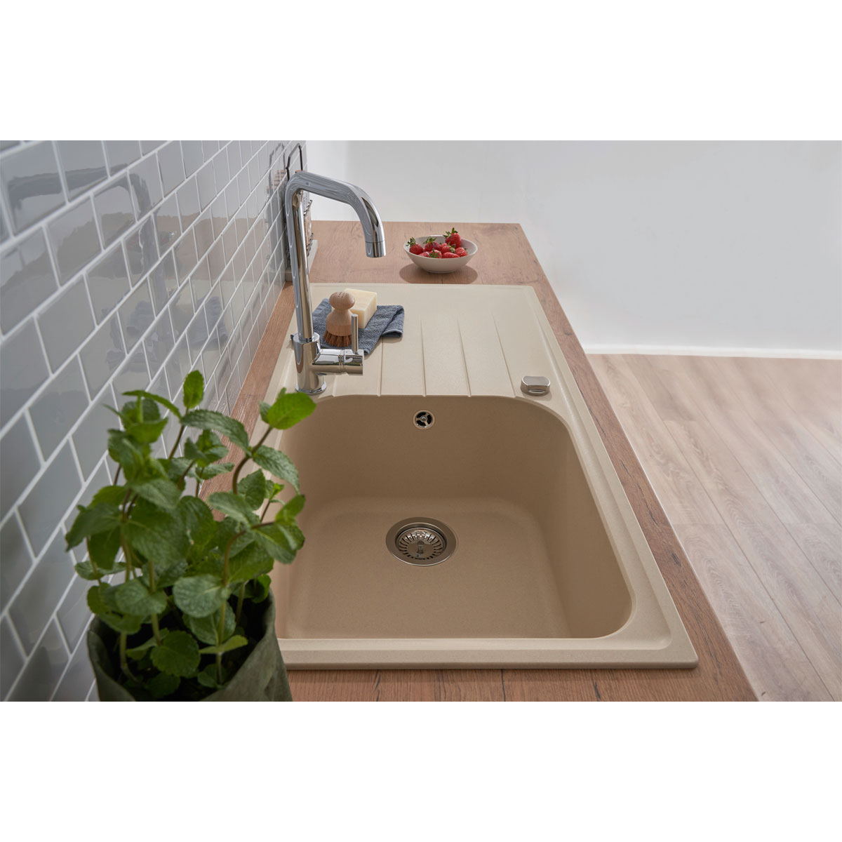 Respekta Spüle beige 100 cm Massivgranit Bild 2