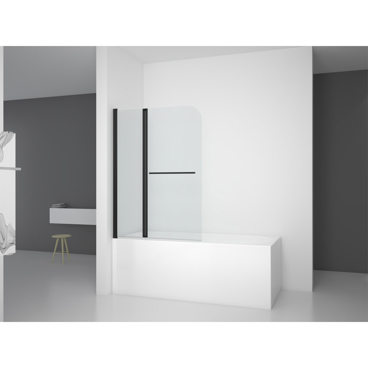 Aurlane Badewannenfaltwand Black Spririt 2 100 x 140 cm Bild 1