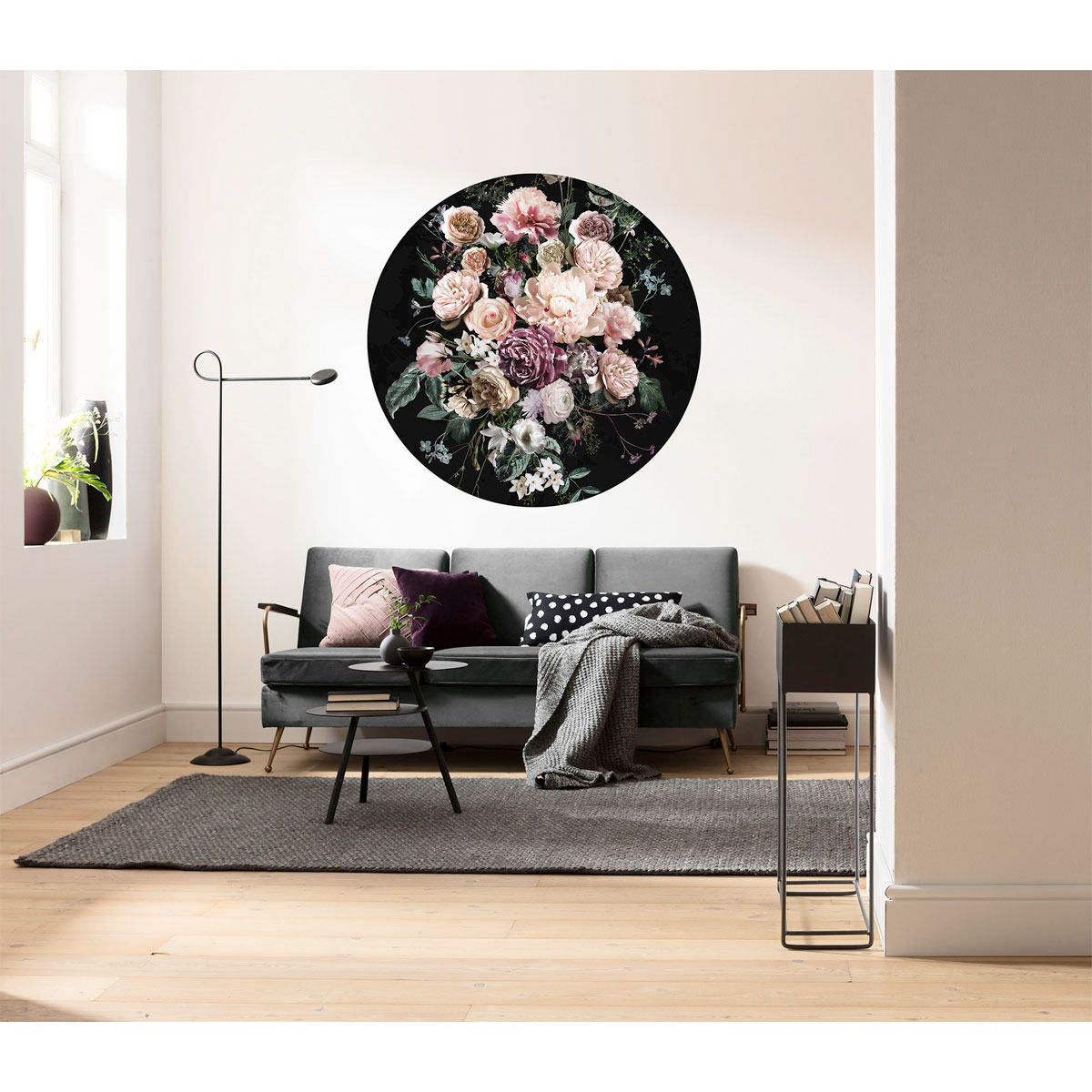 Komar  Selbstklebende Vlies Fototapete rund Enchanted Flowers Durchmesser 125 cm