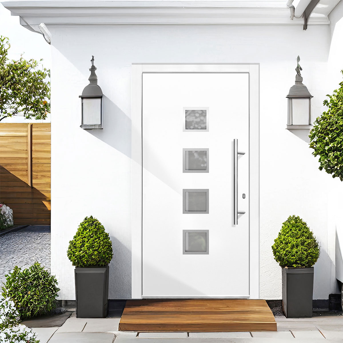 Kunststoff-Haustür Prestige KP08 DIN R weiß 110 x 210 cm Bild 4