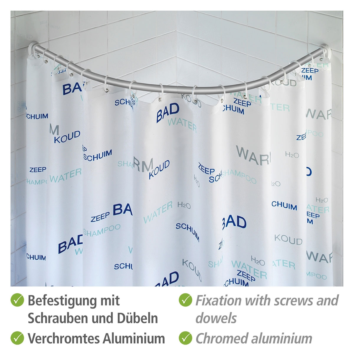 Wenko  Rundduschstange Chrom 80 x 80 / 90 x 90 cm Bild 3