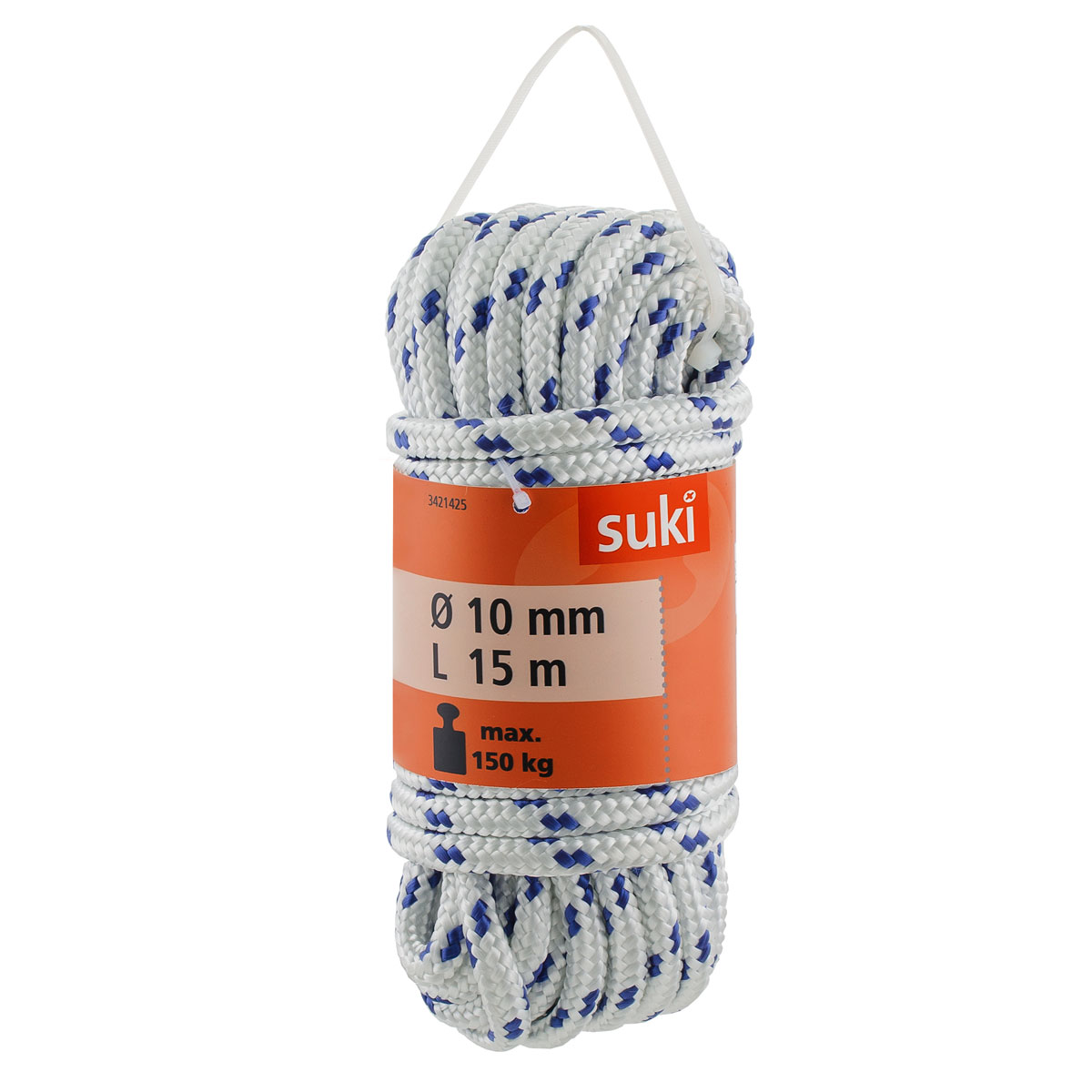 Suki Seil geflochten PES mit Kern 10 mm weiß-blau Bild 2