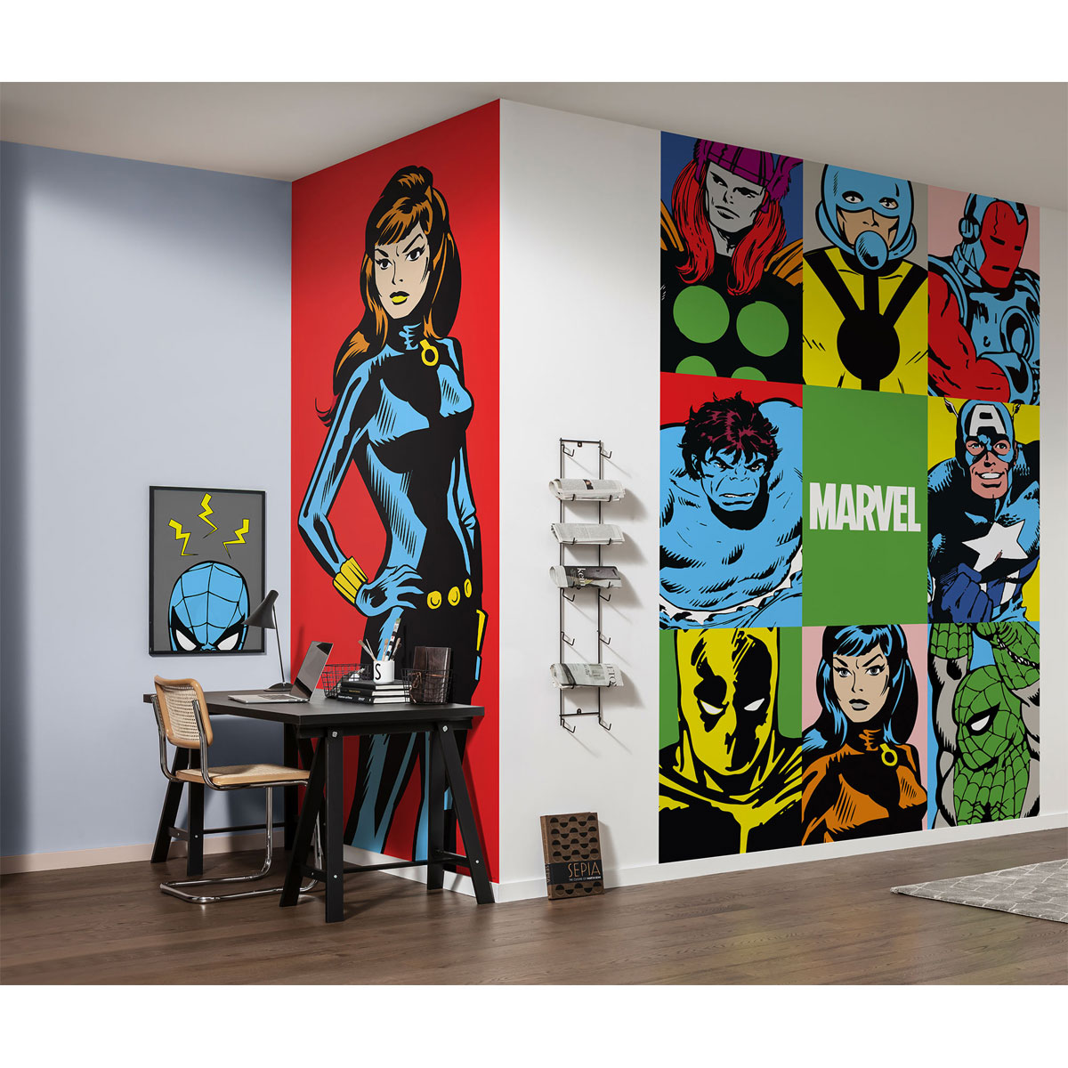 Komar  Vlies Fototapete Marvel PowerUp Widow 100x250 cm