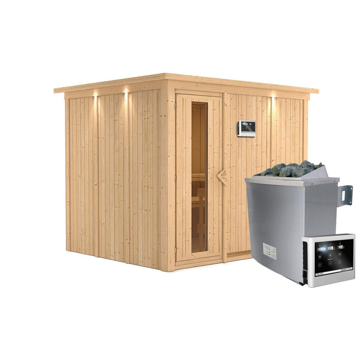 Karibu Gobin Fronteinstieg 9 kW Ofen externe Strg mit Kranz Energiespartür Bild 2