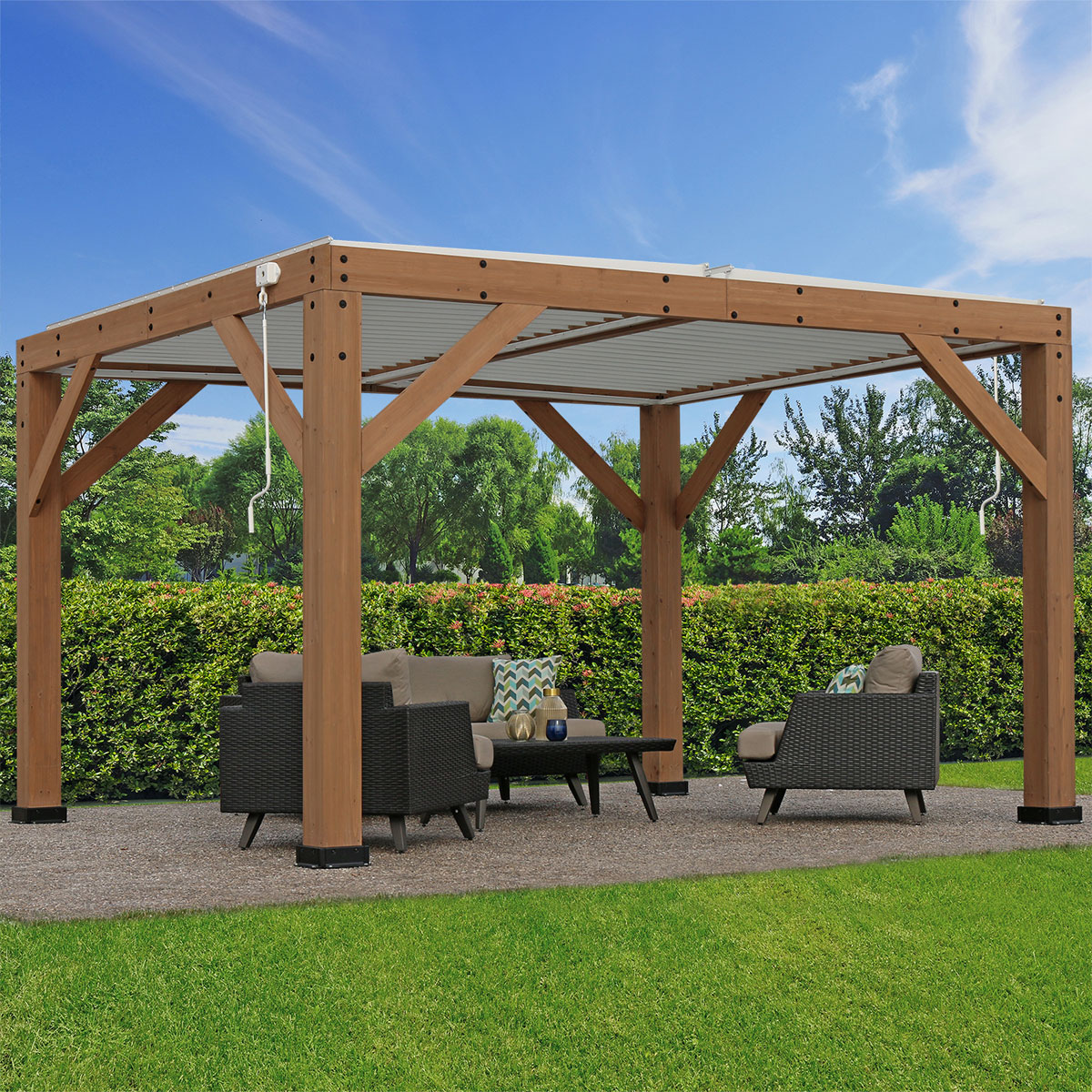 Westmann Pavillon Karl inkl. Lamellendach 396x335x251cm Natur Weiß Bild 5
