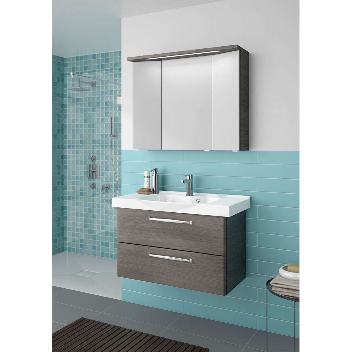 Pelipal Waschtisch Block Trentino grau mit Keramikwaschtisch Bild 2